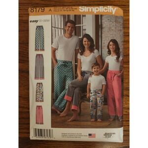 Simplicity 8179 Easy to Sew Family Pajama Pants Pattern XS-XL Child Teen Adult